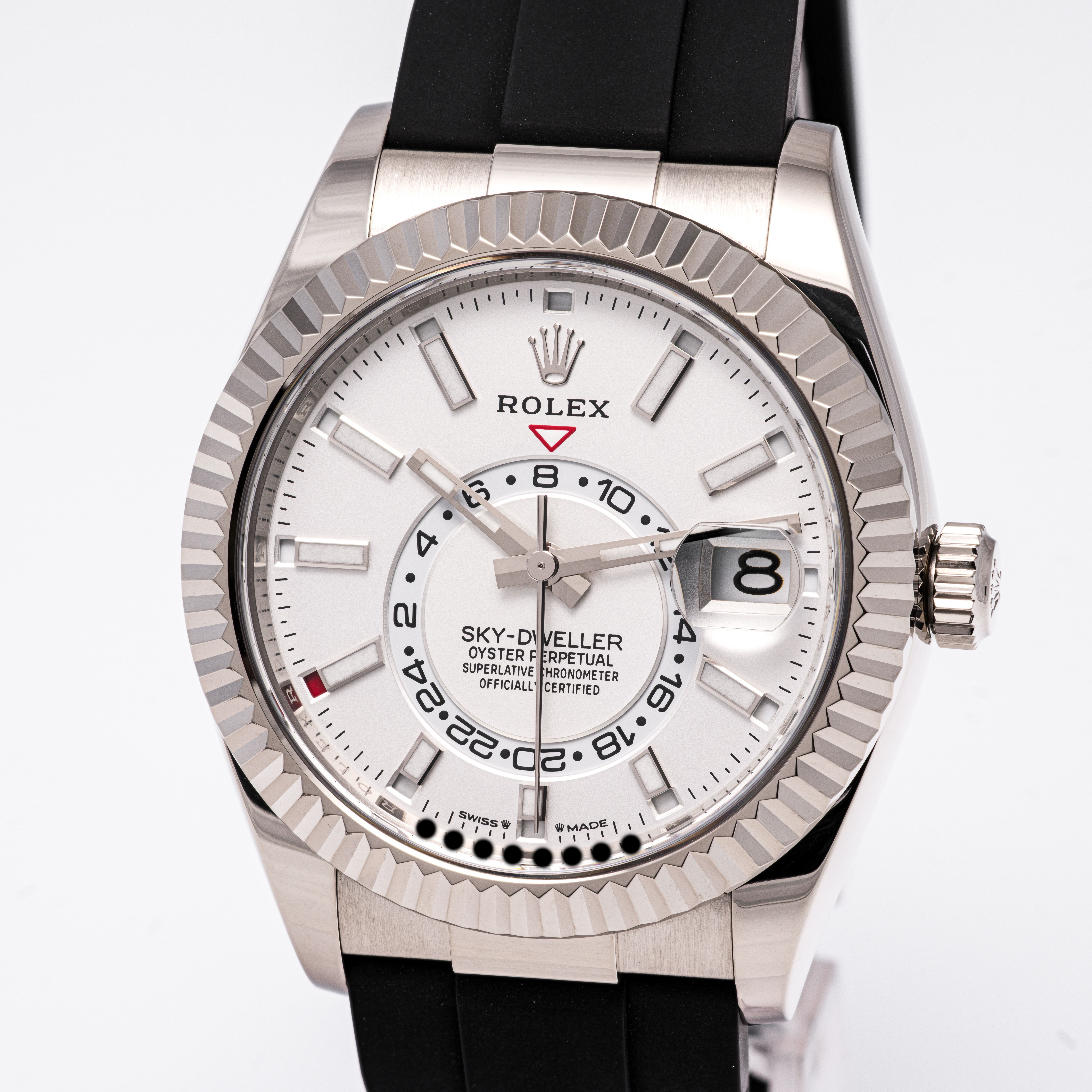 Sky-Dweller Weißgold Oysterflex 42 Weiß
