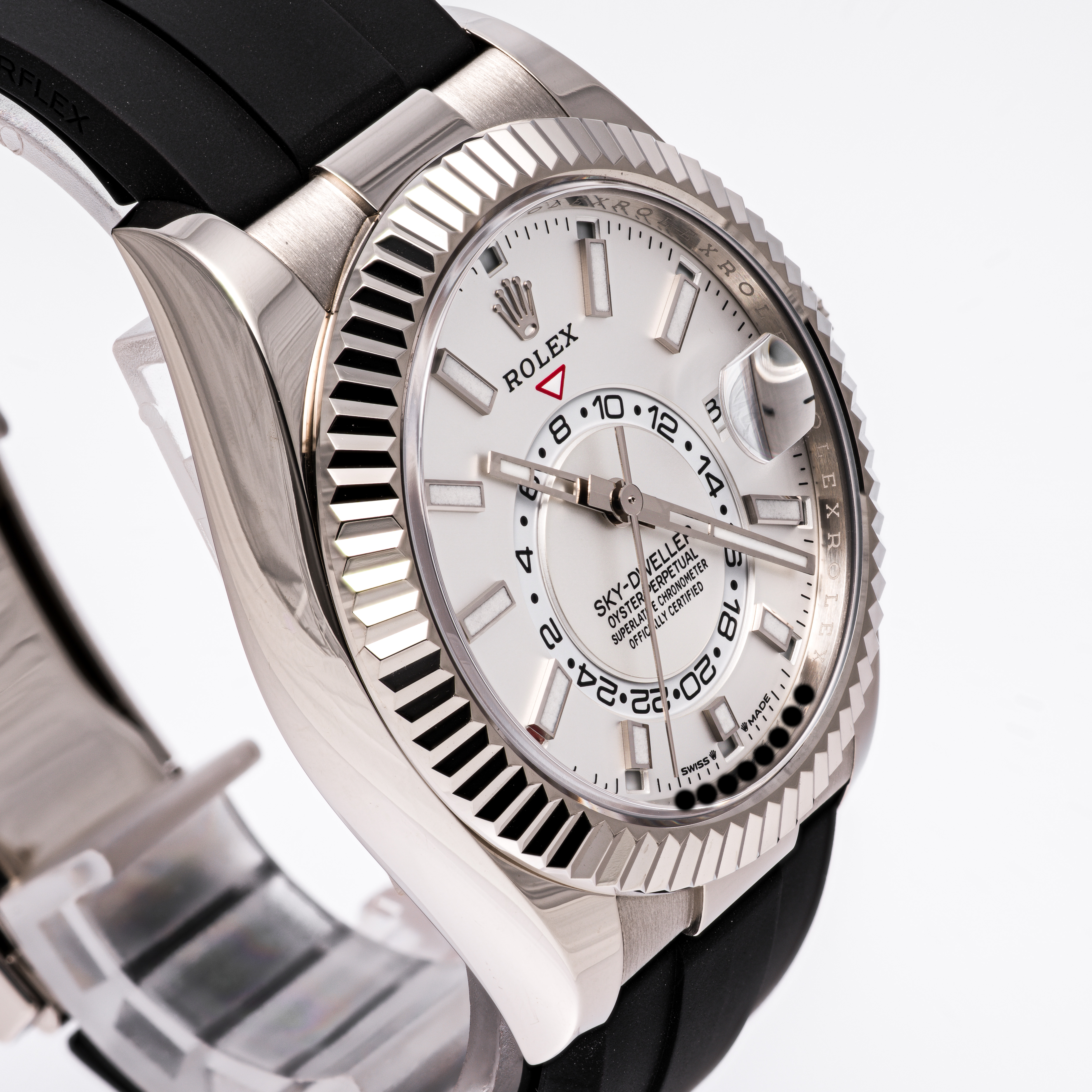 Sky-Dweller Weißgold Oysterflex 42 Weiß