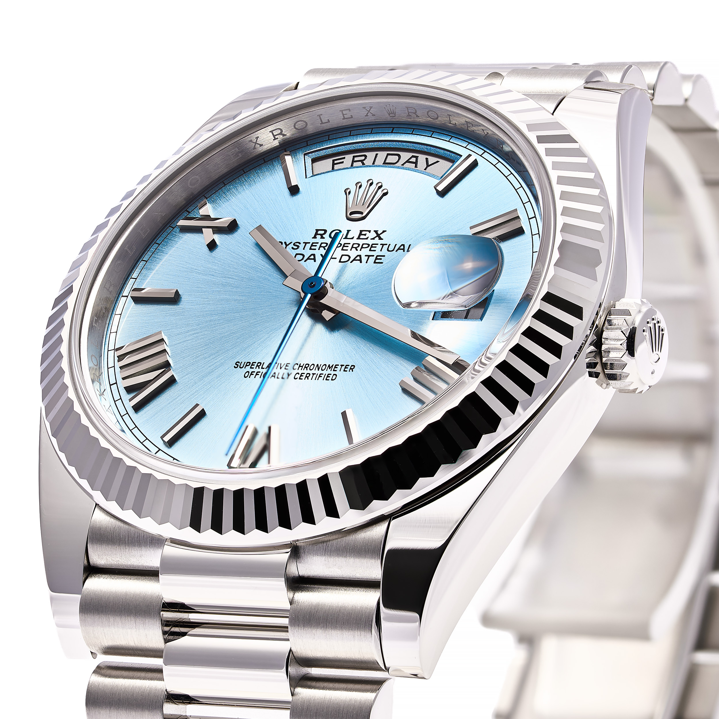 Day-Date 40 Platin Iceblau Römisch