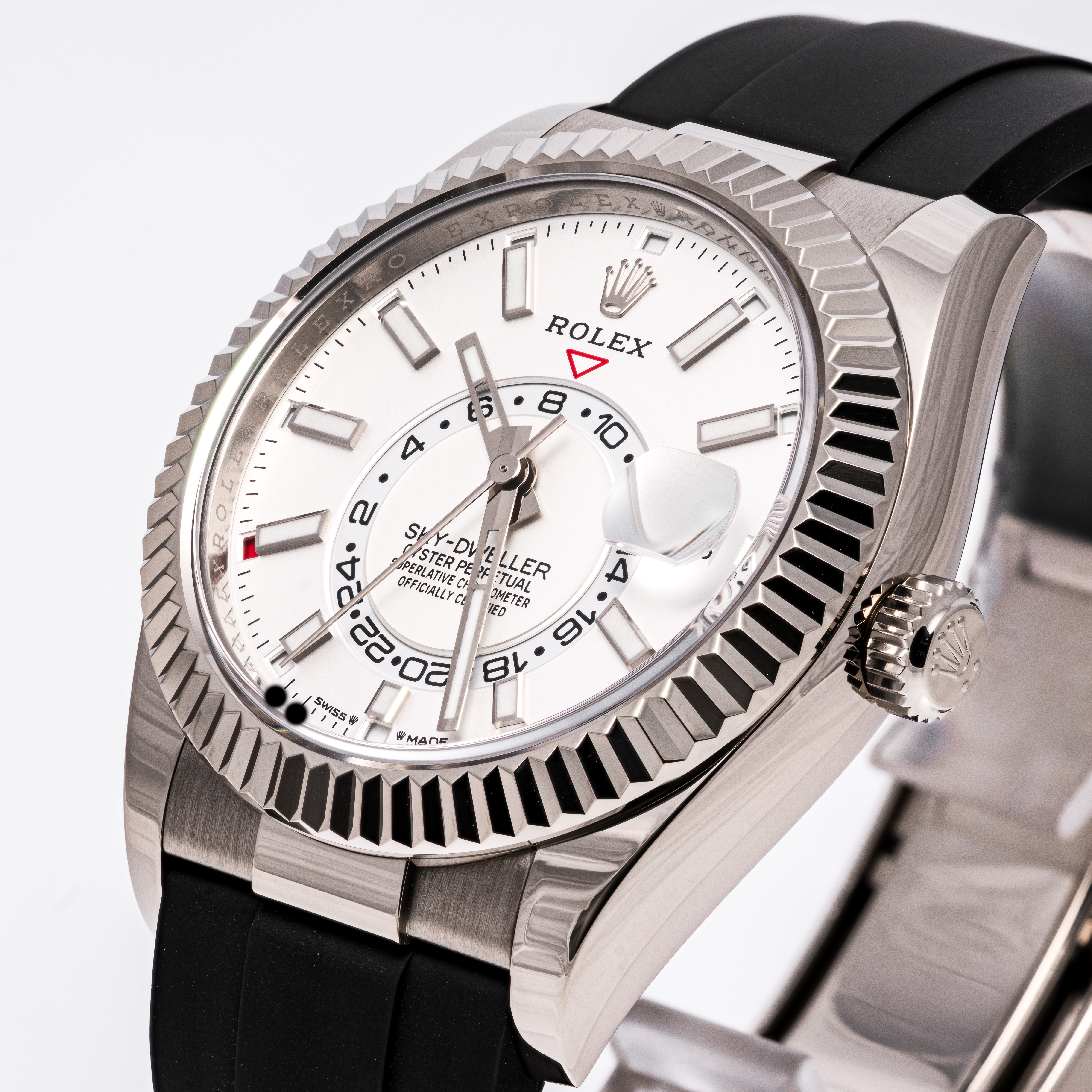 Sky-Dweller Weißgold Oysterflex 42 Weiß
