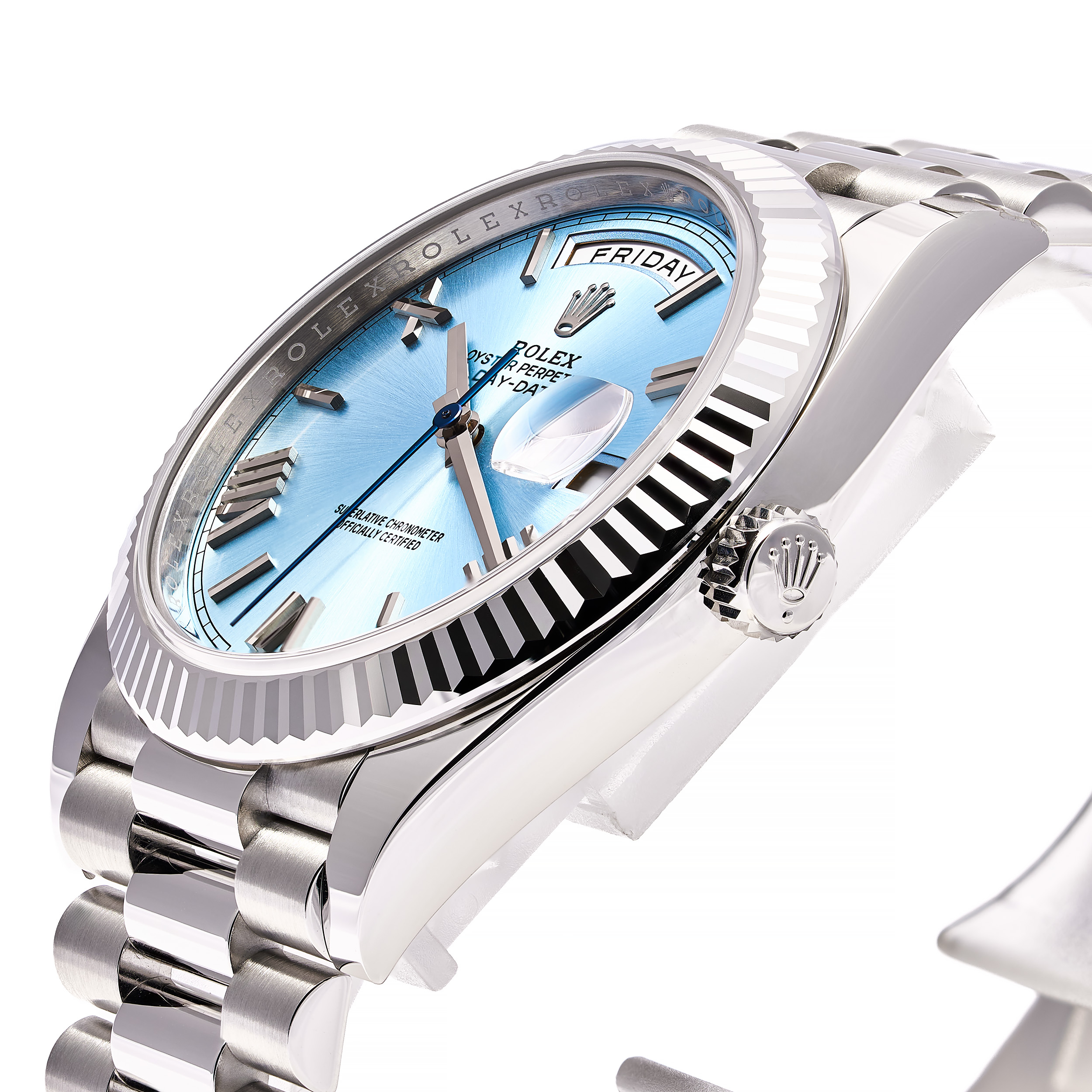 Day-Date 40 Platin Iceblau Römisch