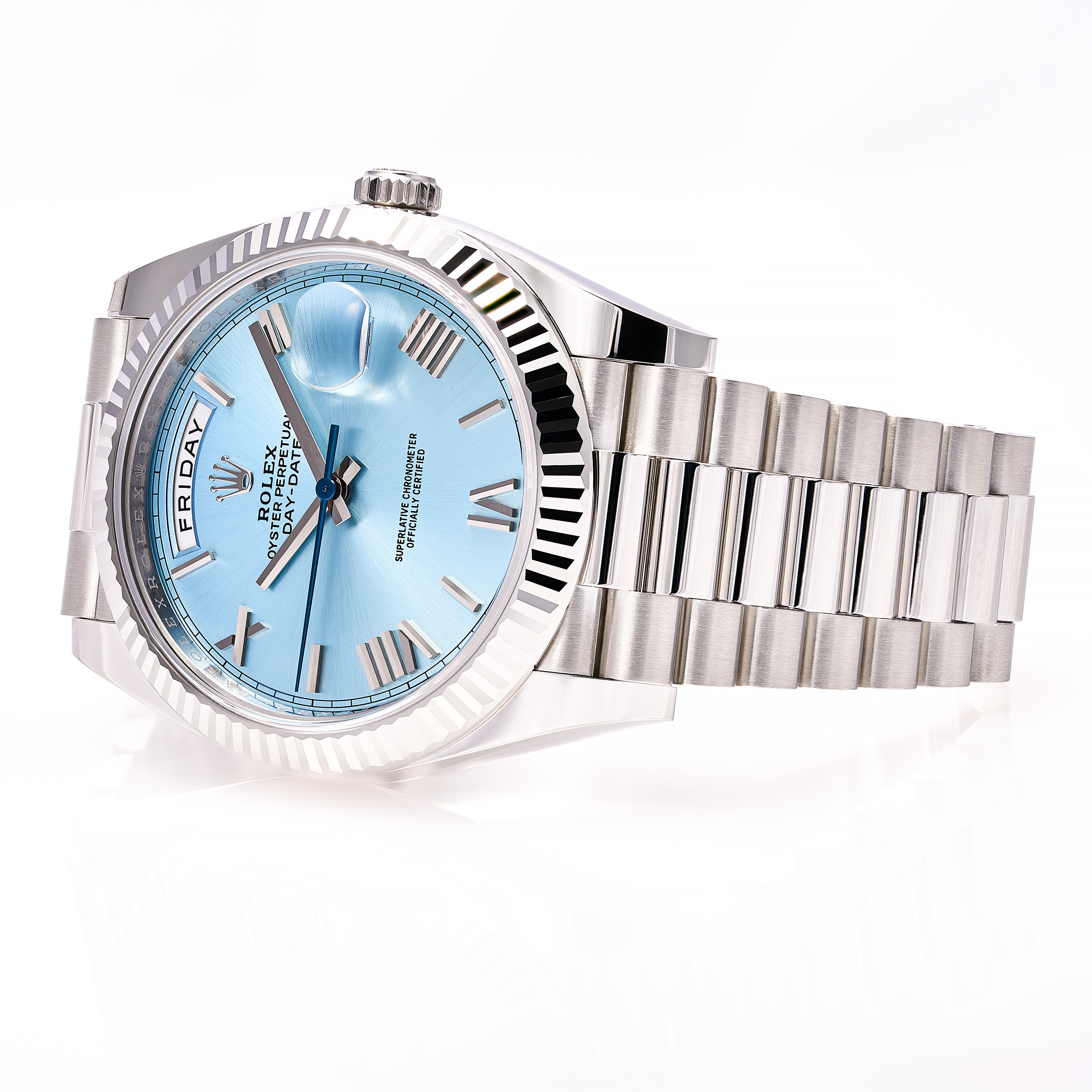 Day-Date 40 Platin Iceblau Römisch