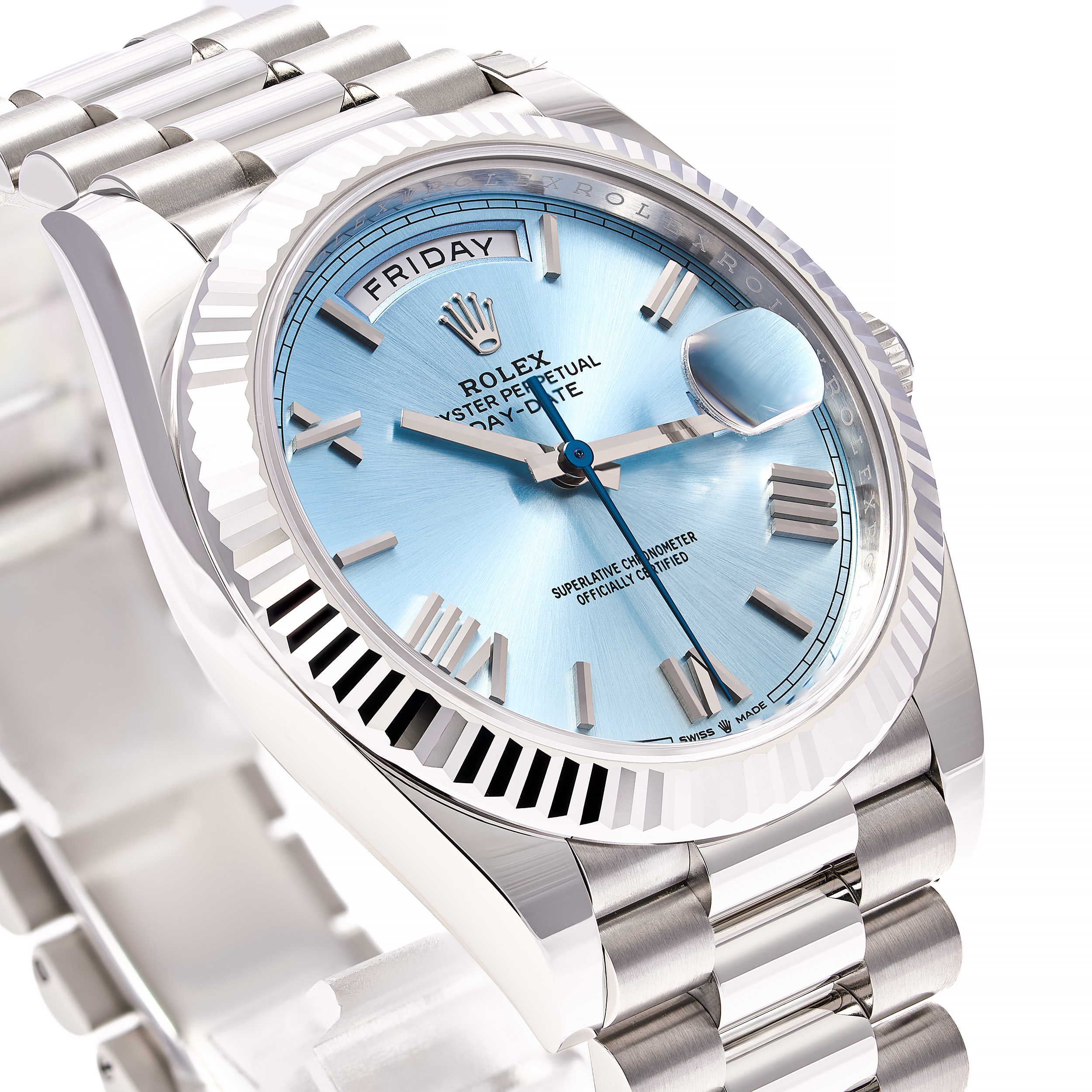 Day-Date 40 Platin Iceblau Römisch