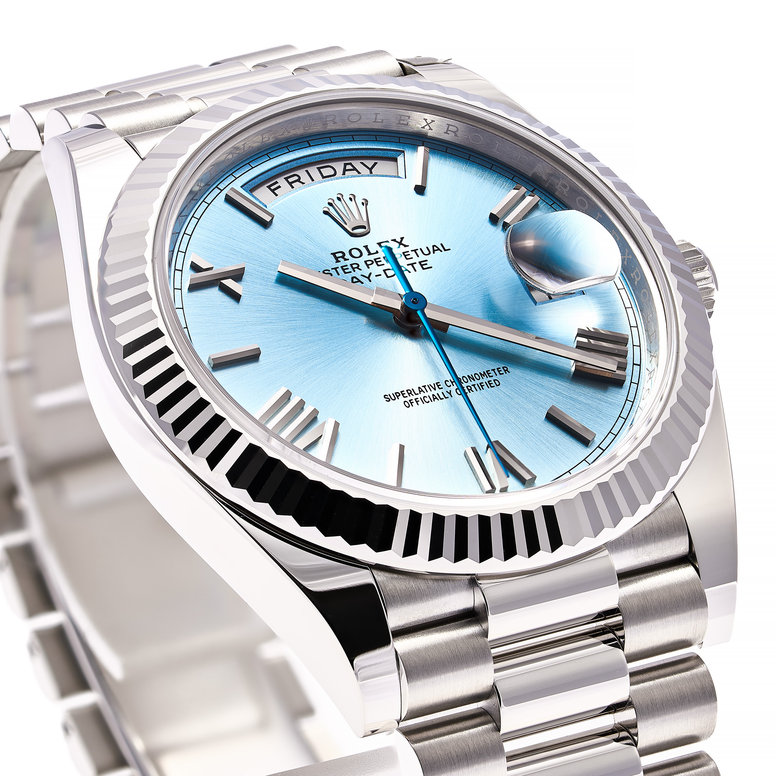 Day-Date 40 Platin Iceblau Römisch