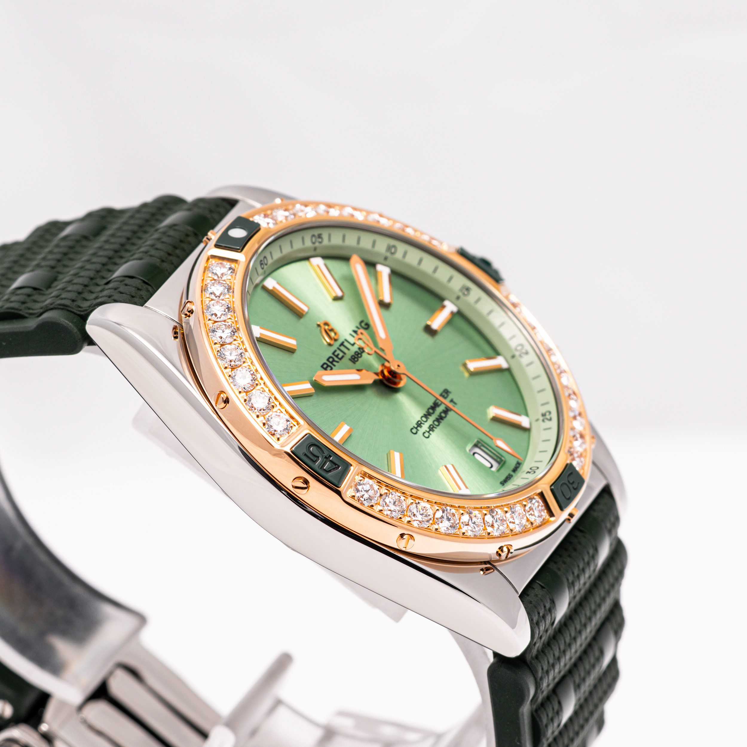 Chronomat 38 Gold Diamant Grün