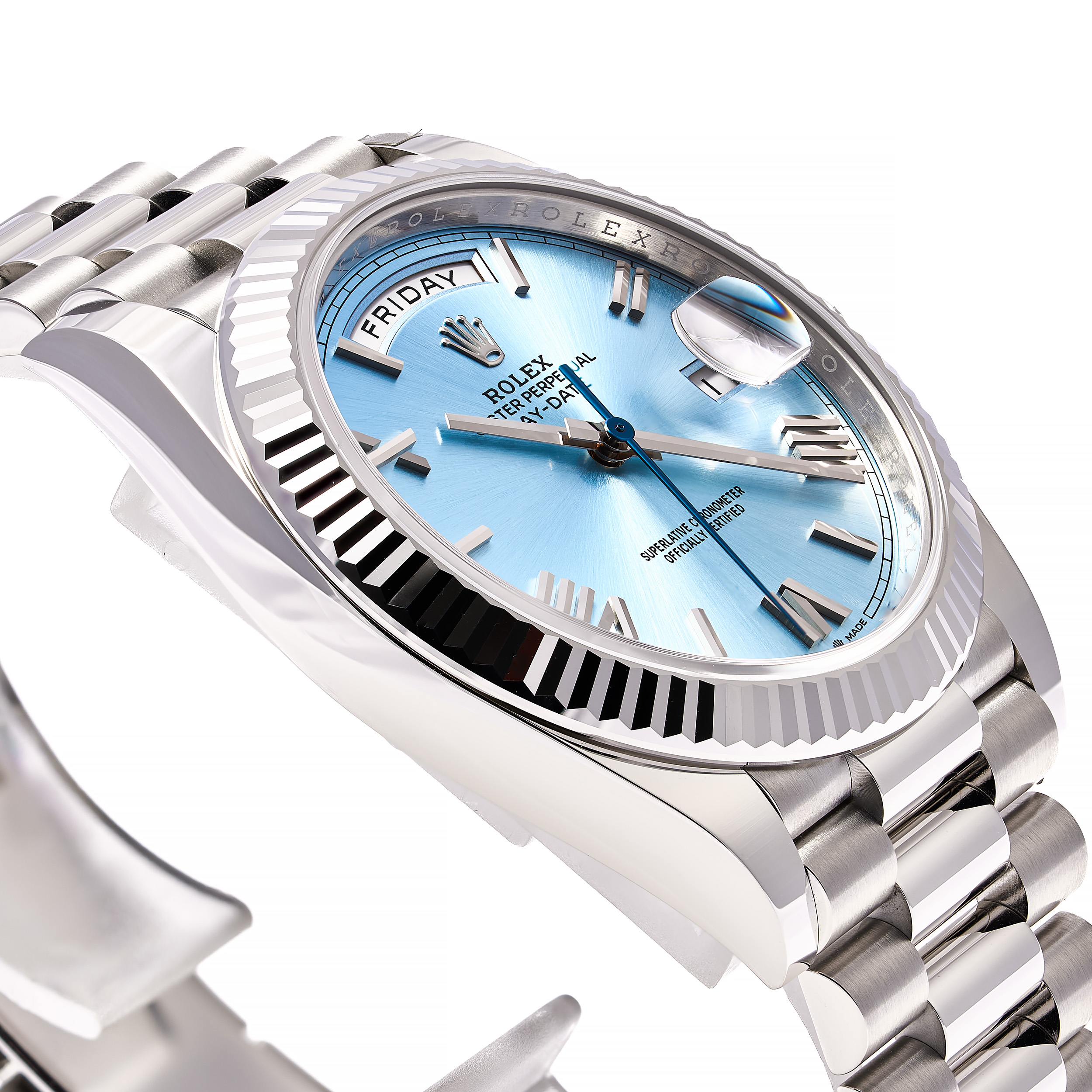 Day-Date 40 Platin Iceblau Römisch