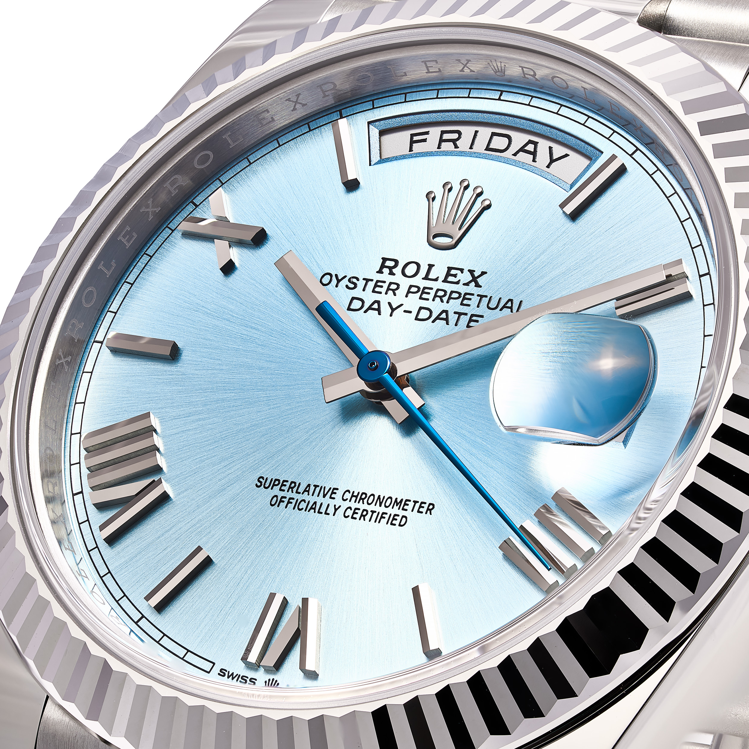 Day-Date 40 Platin Iceblau Römisch