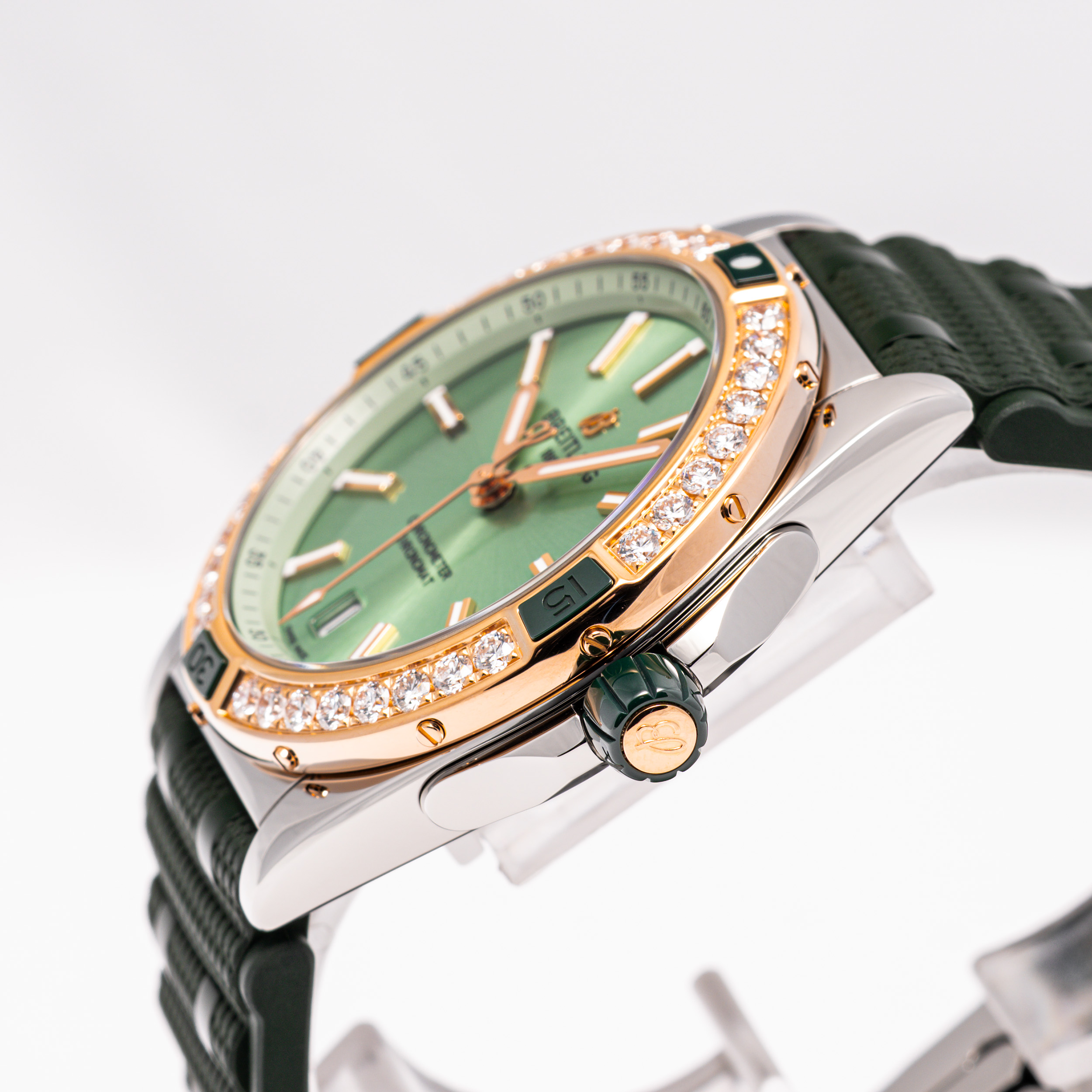 Chronomat 38 Gold Diamant Grün