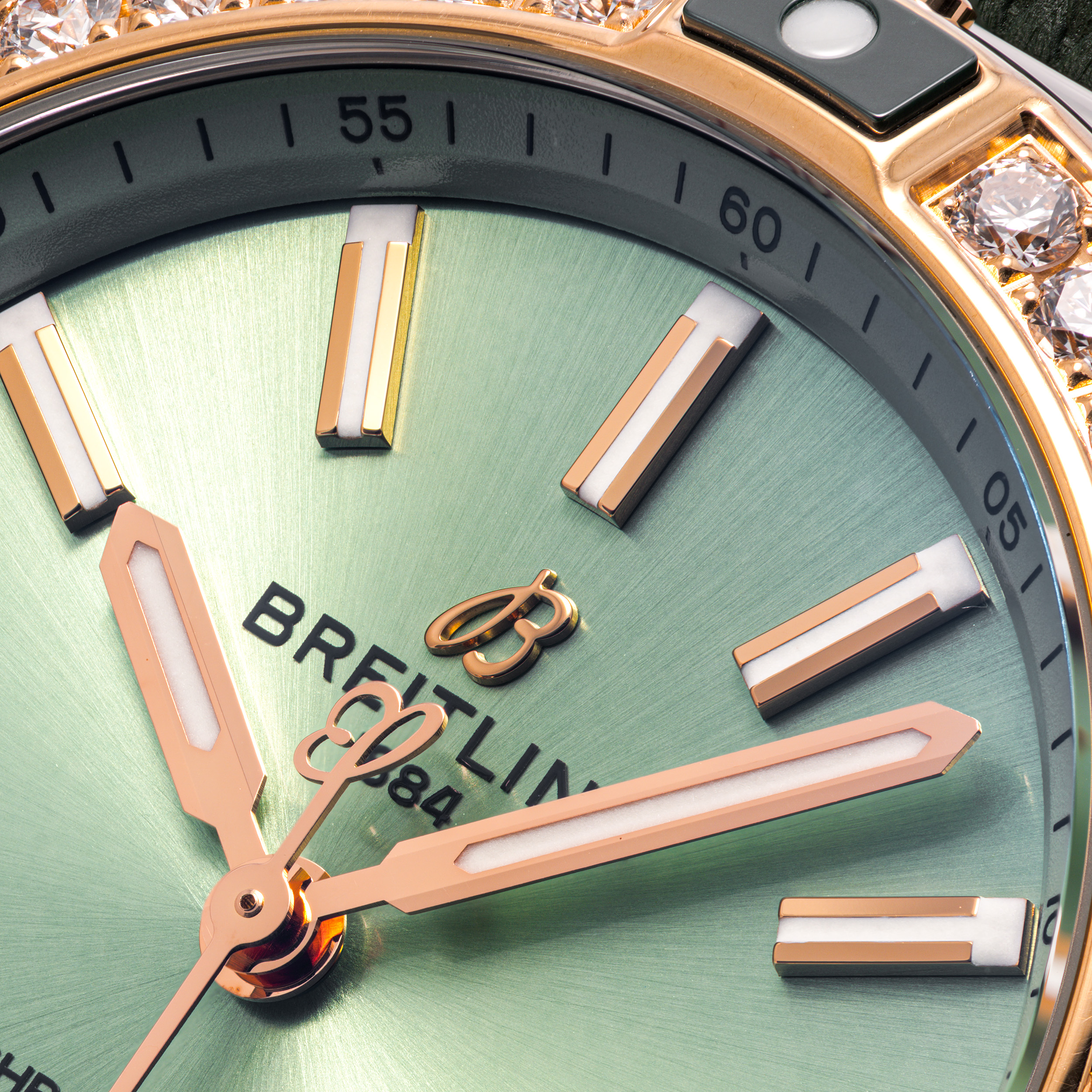 Chronomat 38 Gold Diamant Grün