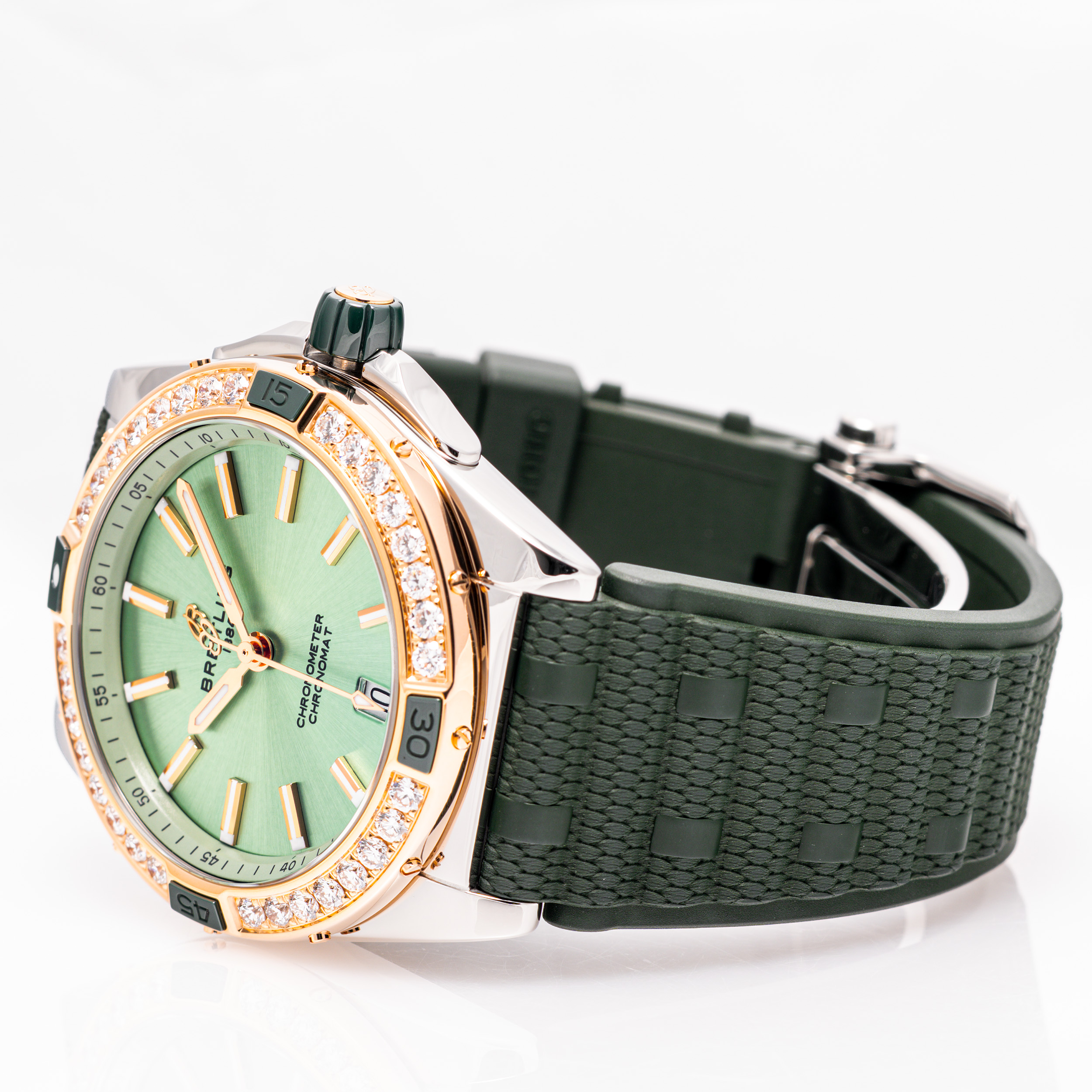 Chronomat 38 Gold Diamant Grün