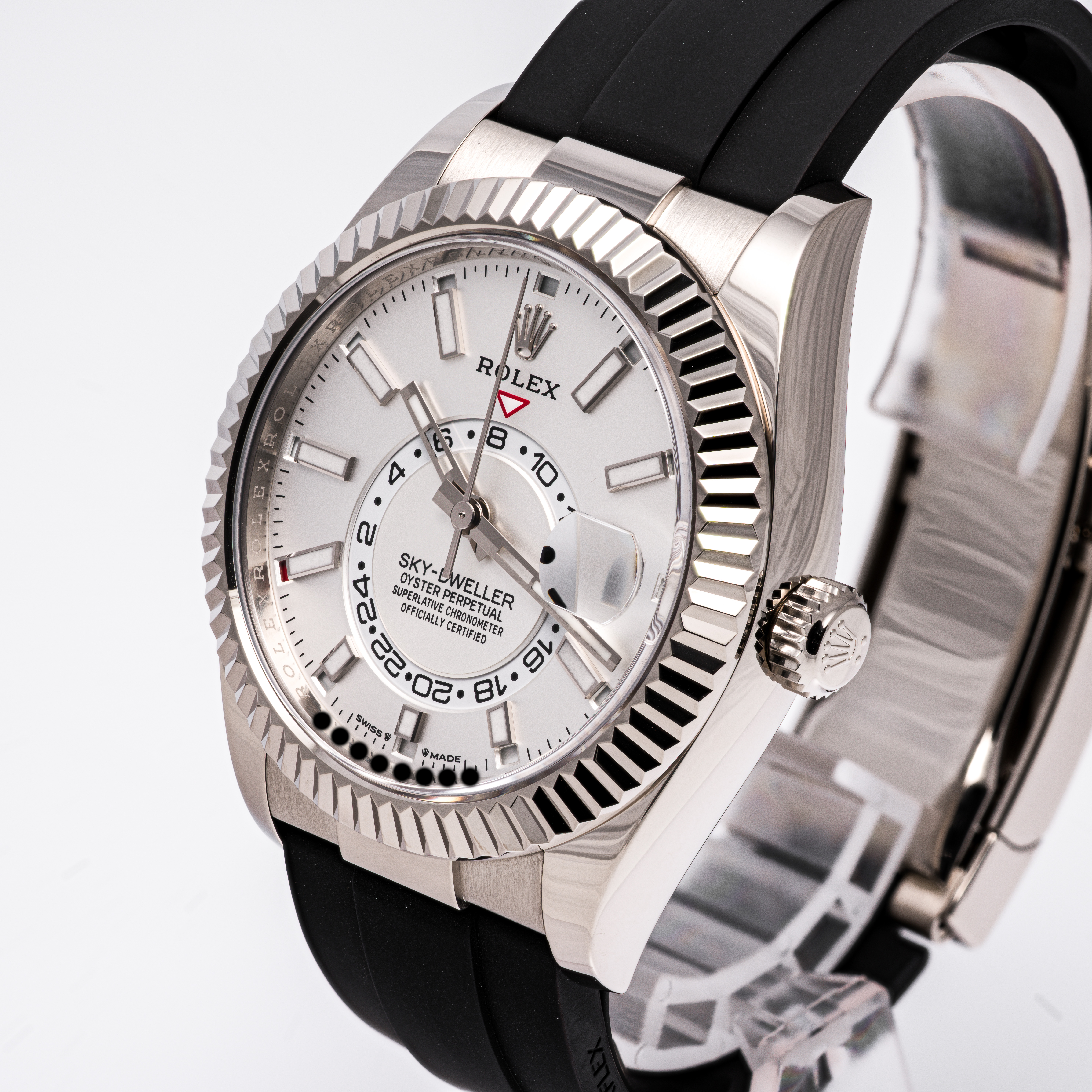 Sky-Dweller Weißgold Oysterflex 42 Weiß