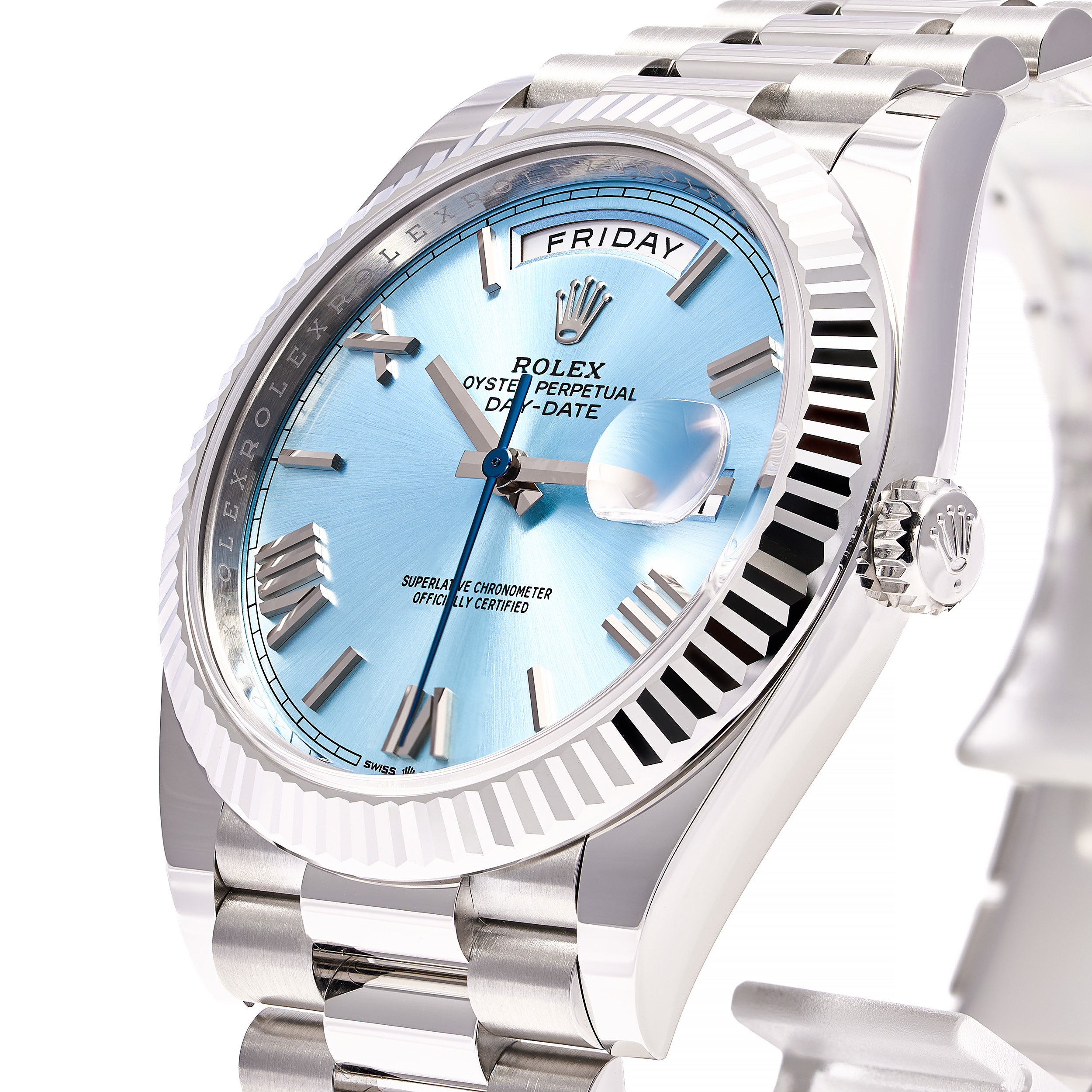 Day-Date 40 Platin Iceblau Römisch